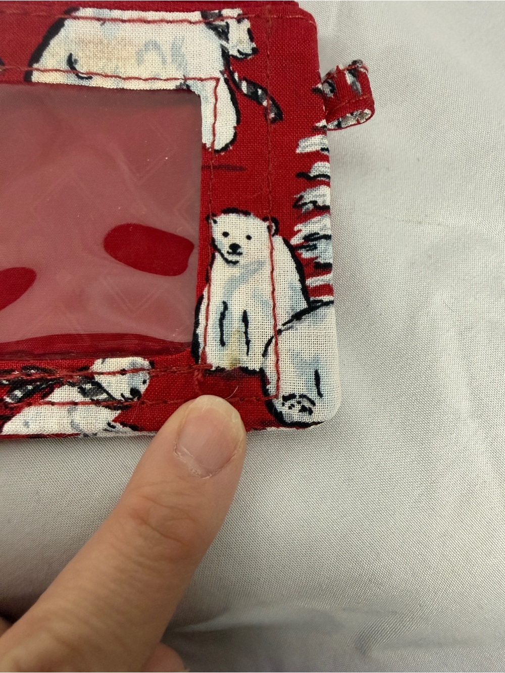 Vera Bradley Zip ID Case "Beary Merry Red" pattern - Picture 3 of 5